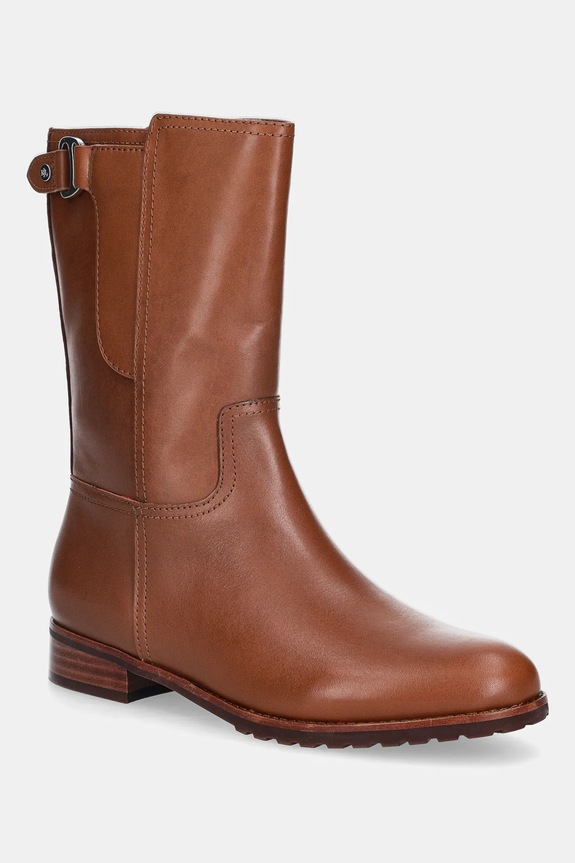 Kožené členkové topánky Lauren Ralph Lauren Tasha Mid usňová koža hnedá 802980069002.200