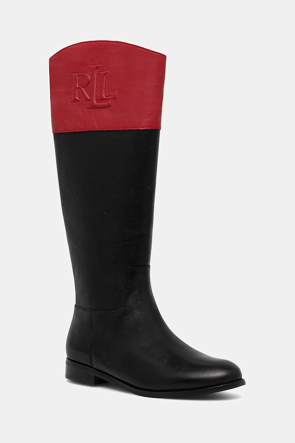 Kožené čižmy Lauren Ralph Lauren Justine II usňová koža čierna 802980557001.001