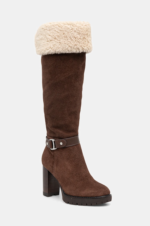 Semišové čižmy Lauren Ralph Lauren Tasha Tl Hl semišová koža hnedá 802977893003.200