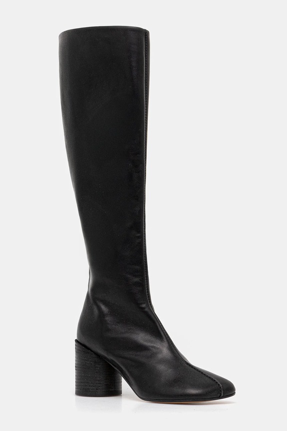 Кожаные сапоги MM6 Maison Margiela без утепления чёрный S59WW0110.P5000.T8013