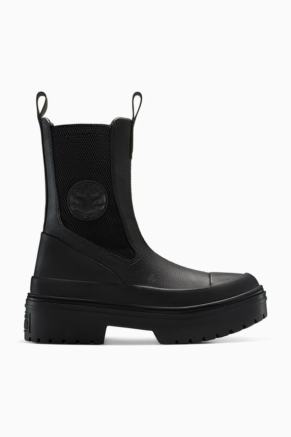 Кожаные полусапоги Converse Chuck Taylor All Star Lugged Heel Nu без утепления чёрный A12985C