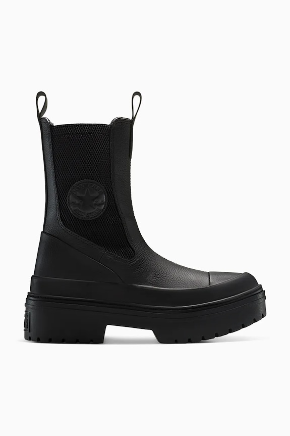 Кожаные полусапоги Converse Chuck Taylor All Star Lugged Heel Nu без утепления чёрный A12985C