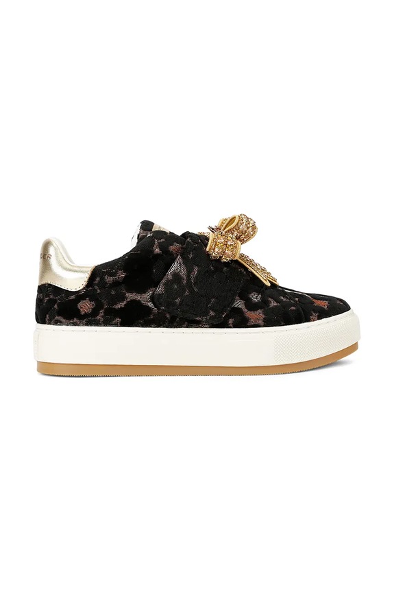 Tenisky Kurt Geiger London Laney Bow usňová koža čierna 31566689