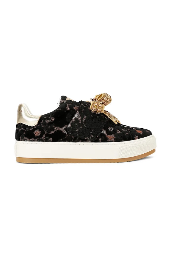 Tenisky Kurt Geiger London Laney Bow usňová koža čierna 31566689