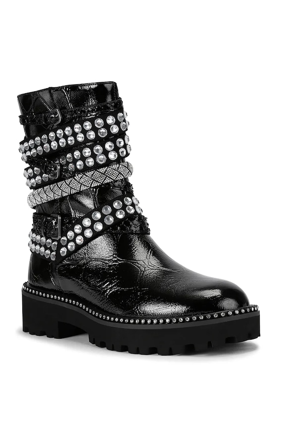 Kurt Geiger London stivaletti alla caviglia in pelle Multi Strap Flat Boot 4994309419 nero AW25