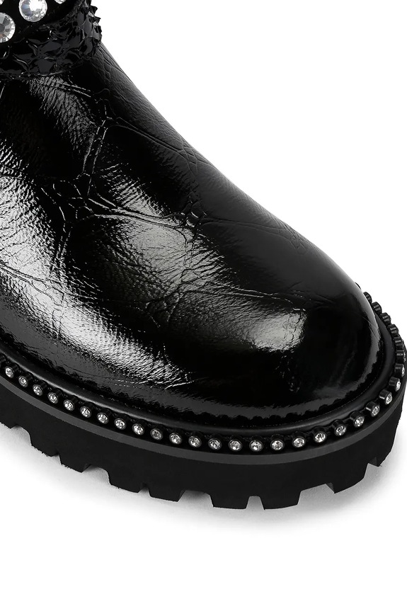 Kurt Geiger London stivaletti alla caviglia in pelle Multi Strap Flat Boot nero 4994309419