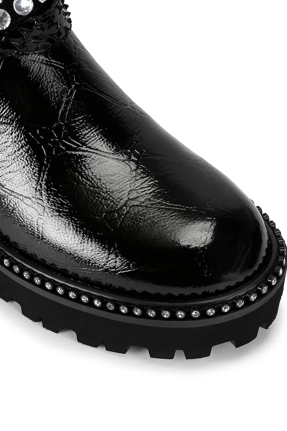 Kurt Geiger London stivaletti alla caviglia in pelle Multi Strap Flat Boot nero 4994309419