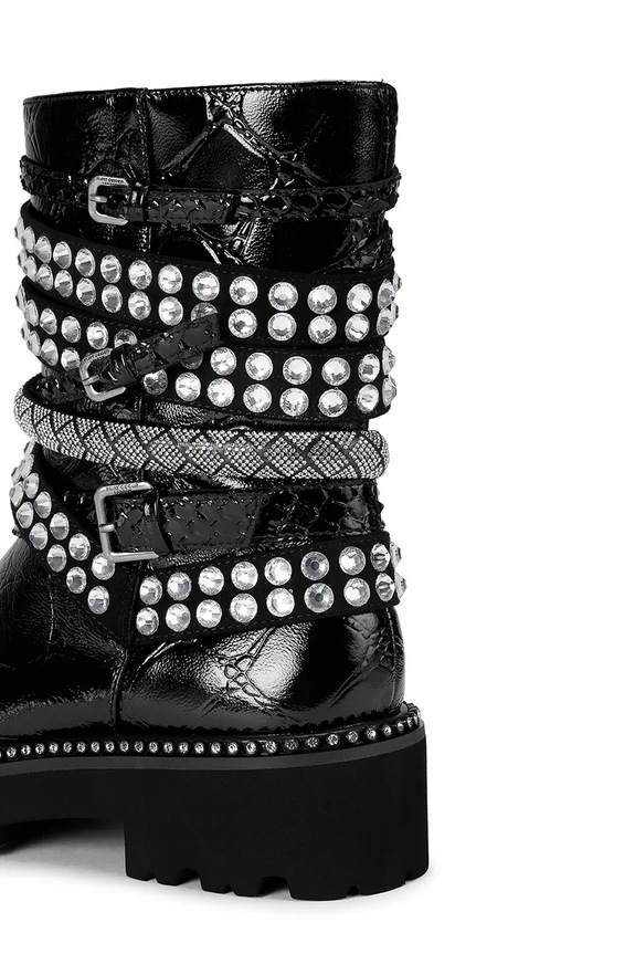 Kurt Geiger London stivaletti alla caviglia in pelle Multi Strap Flat Boot 4994309419 nero