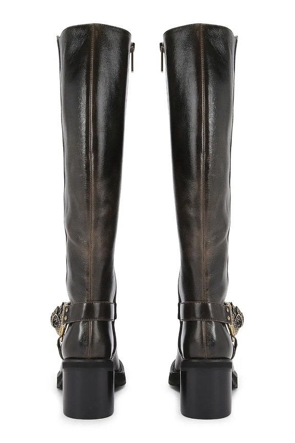 Obutev Usnjeni elegantni škornji Kurt Geiger London Chelsea Mid Knee Biker 5028935189 rjava