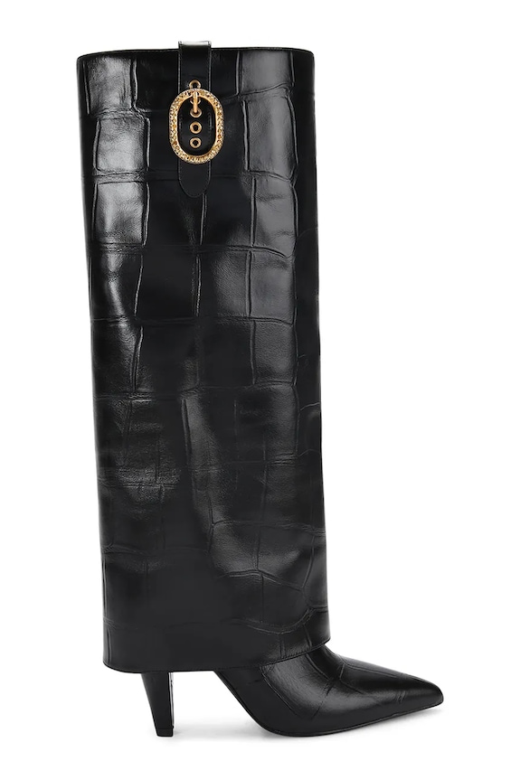 Kožené čižmy Kurt Geiger London Fold Over Tall Boot nezateplené čierna 5022300419