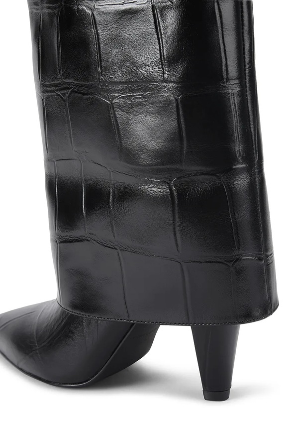 Kožené čižmy Kurt Geiger London Fold Over Tall Boot čierna 5022300419