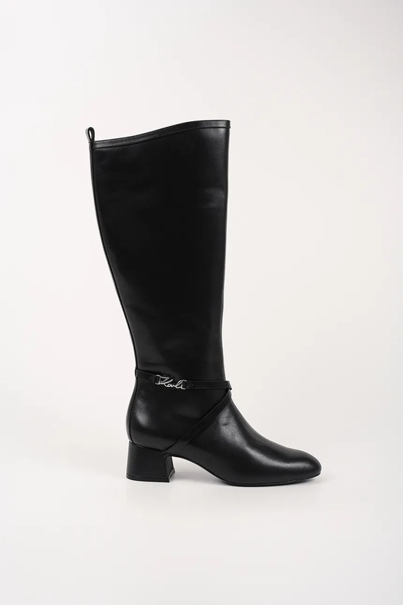 Vysoké čižmy Karl Lagerfeld BONNIE usňová koža čierna KL30375.000