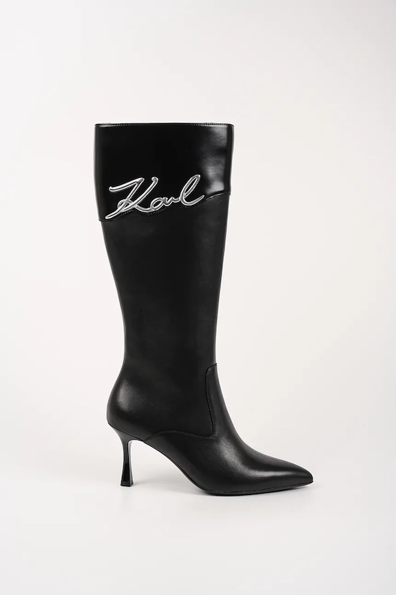 Vysoké čižmy Karl Lagerfeld SIENNA usňová koža čierna KL32775.000