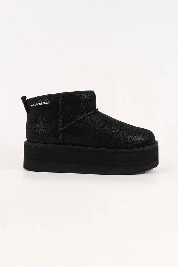 Karl Lagerfeld cizme de zapada din piele întoarsă THERMO piele întoarsă negru KL48523.5S0