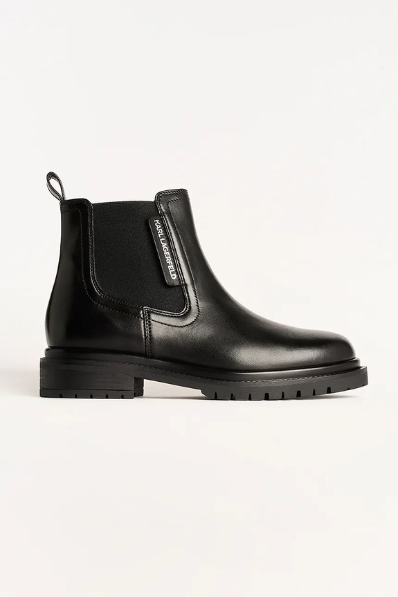 Karl Lagerfeld botki skórzane BINKY płaski czarny KL47545.000