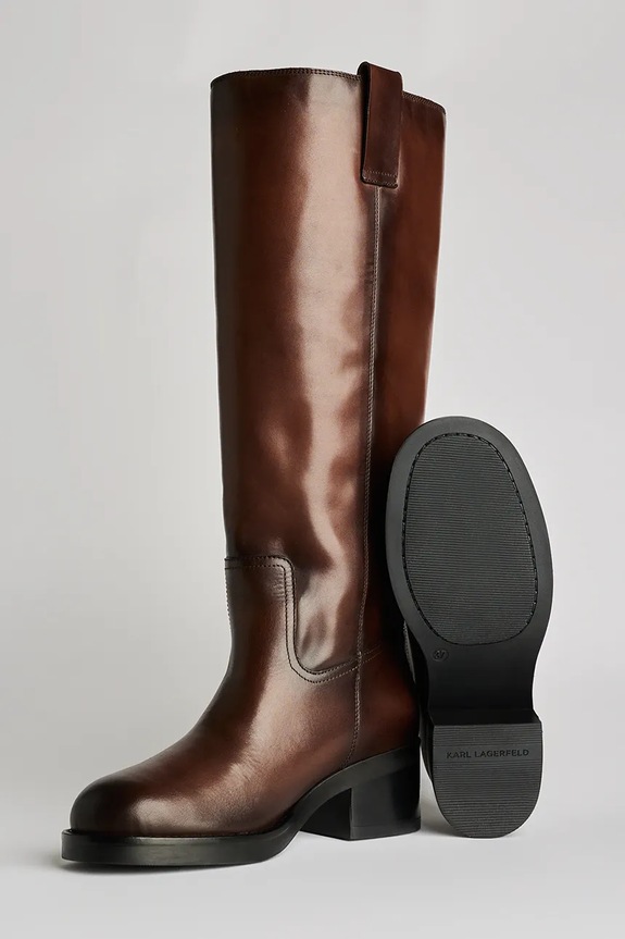 Kožené čižmy Karl Lagerfeld BROOKLYN KL41790W.044 hnedá