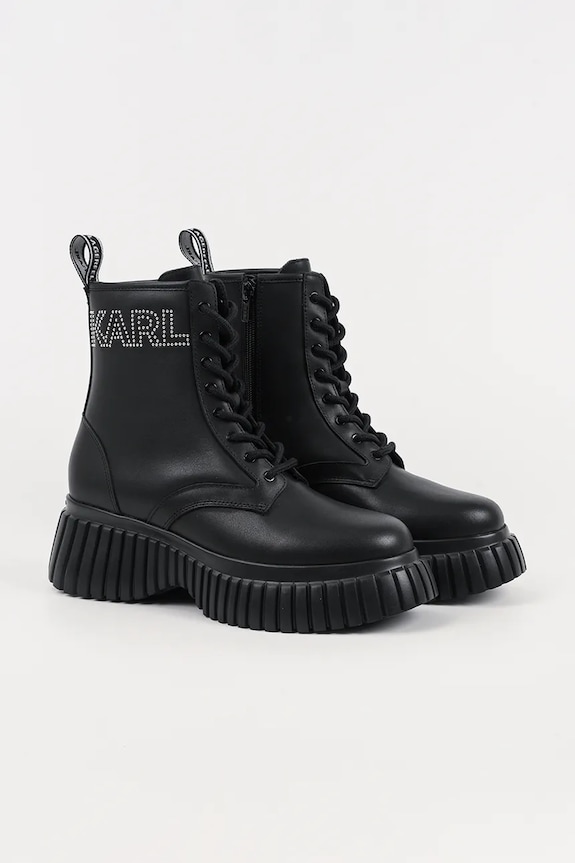 Kožené členkové topánky Karl Lagerfeld KREEPER WEDGE KL44475.000 čierna AW25