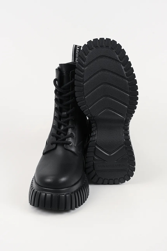 Kožené členkové topánky Karl Lagerfeld KREEPER WEDGE KL44475.000 čierna