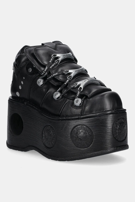 New Rock sneakers in pelle ITALI NEGRO, NOMADA NEGRO, NEPTUNO / SPACE platform nero M.106.C174
