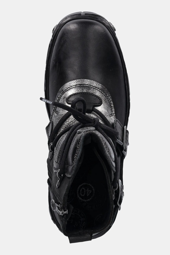 Kožené členkové topánky New Rock ITALI NEGRO BOX PLANE čierna M.TM004.C3
