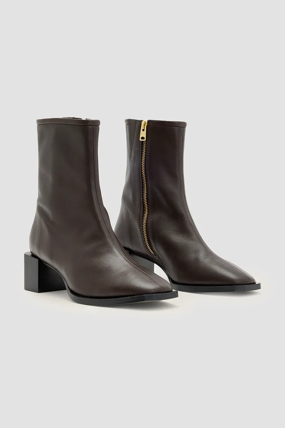 Δερμάτινες μπότες AllSaints AVRIL BOOT W096FC καφέ AW25