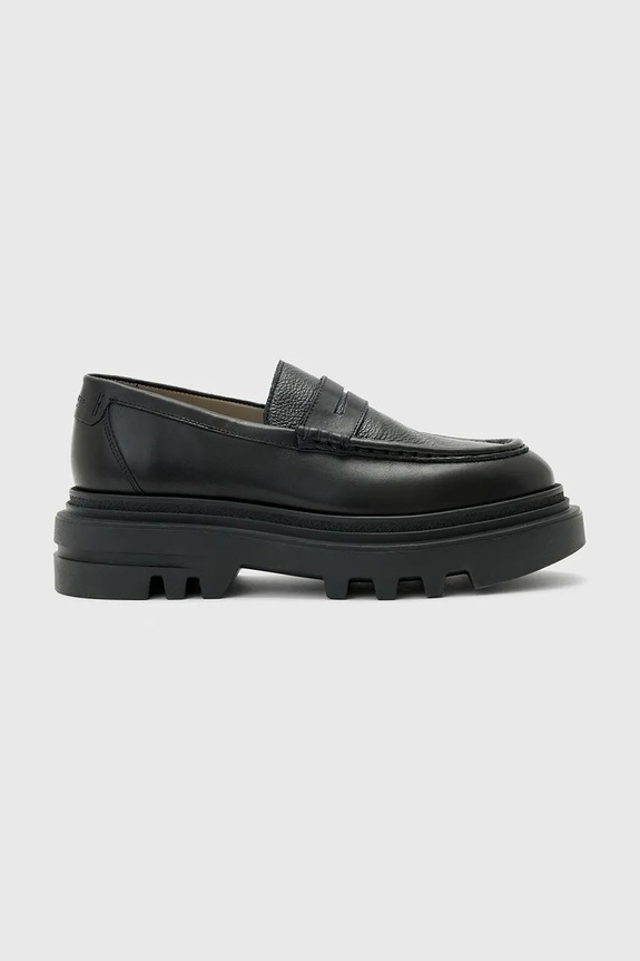 AllSaints mocasini de piele Beth Lthr Loafer plat negru W059FD