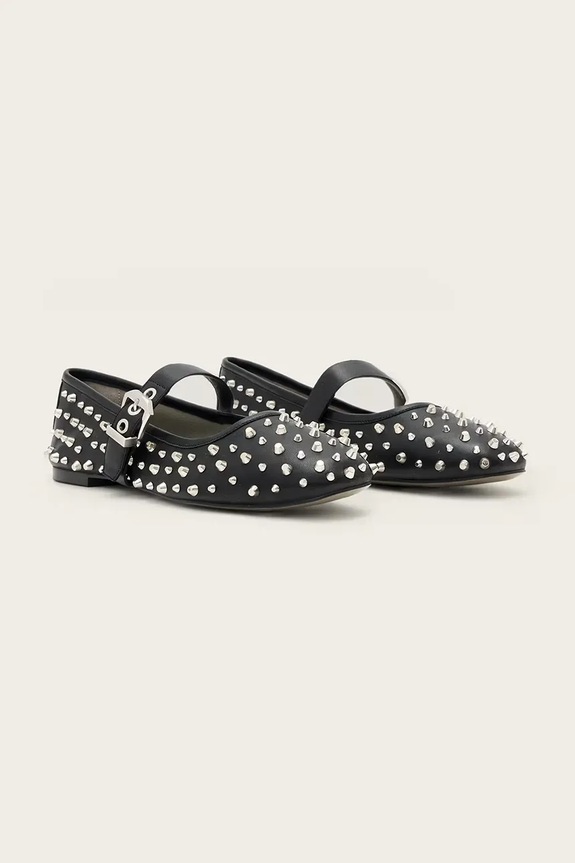 Kožené balerínky AllSaints Holly Stud Shoe W040FD čierna AW25