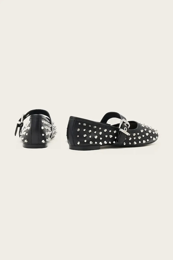 Obuv Kožené balerínky AllSaints Holly Stud Shoe W040FD čierna