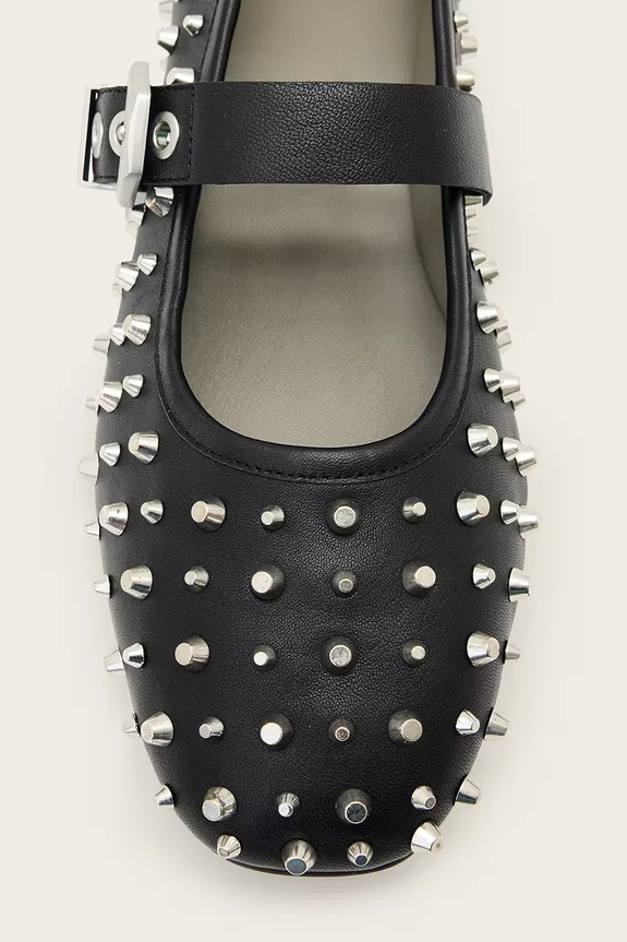 Kožené balerínky AllSaints Holly Stud Shoe W040FD čierna