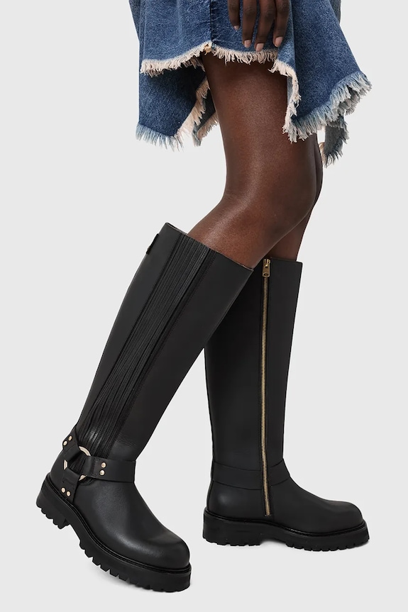 Kožené čižmy AllSaints Maddie High Boot W185FB