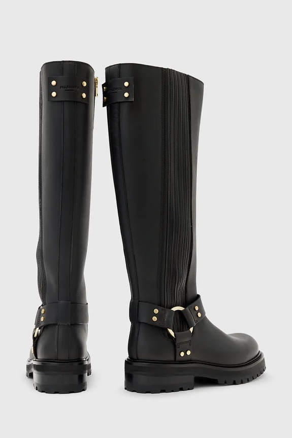 Obuv Kožené čižmy AllSaints Maddie High Boot W185FB čierna