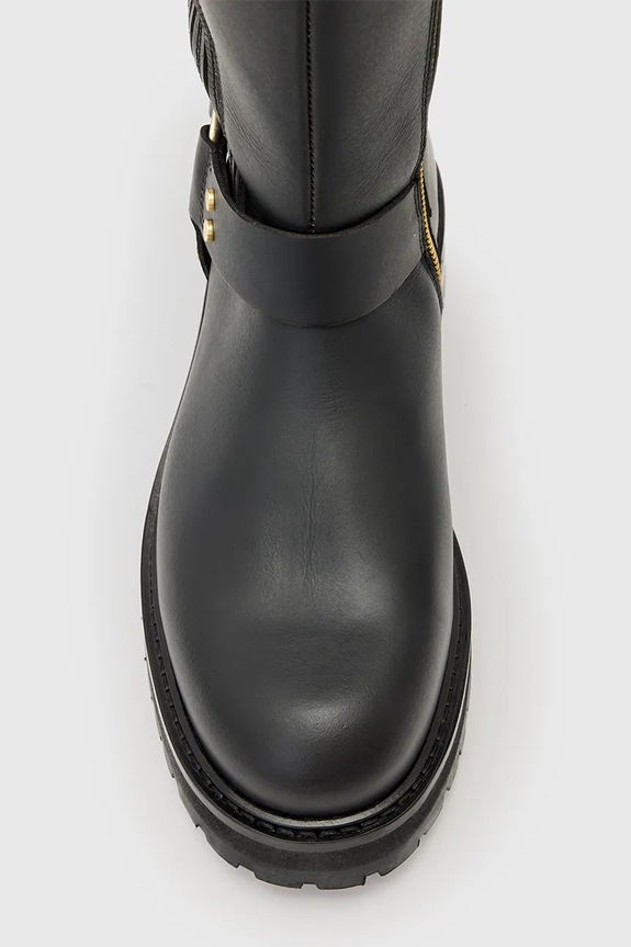 Kožené čižmy AllSaints Maddie High Boot W185FB čierna