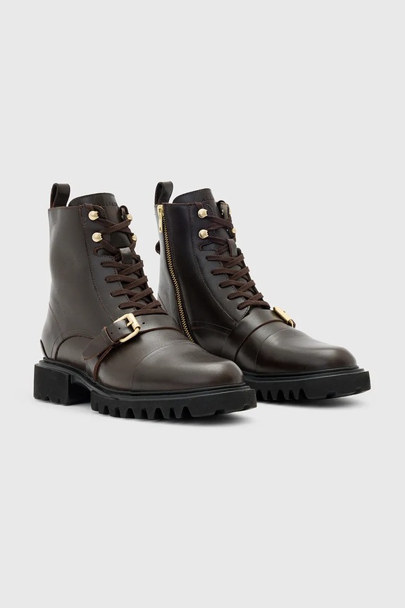 AllSaints workery skórzane Tori Boot W119FB.BRN brązowy AW25