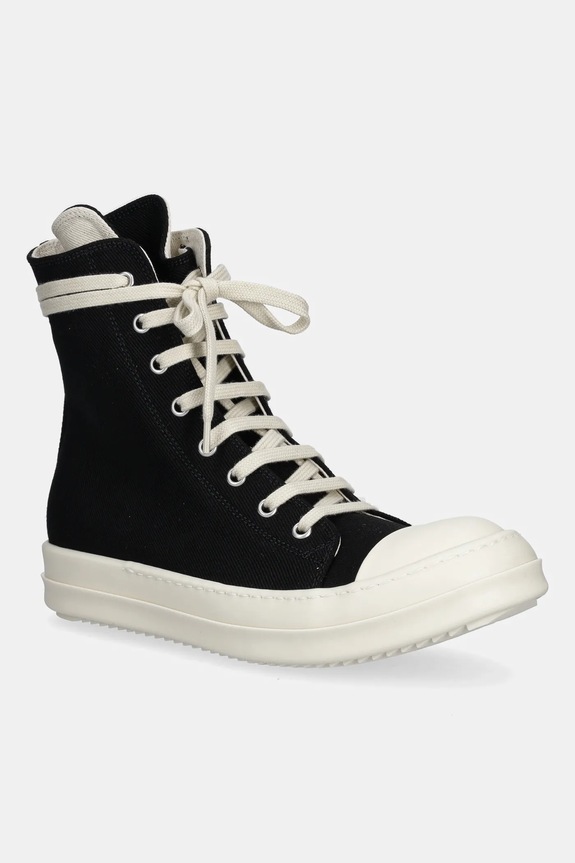 Rick Owens DRKSHDW scarpe da ginnastica Sneaks finta pelle fiore nero DS02E7800.DO