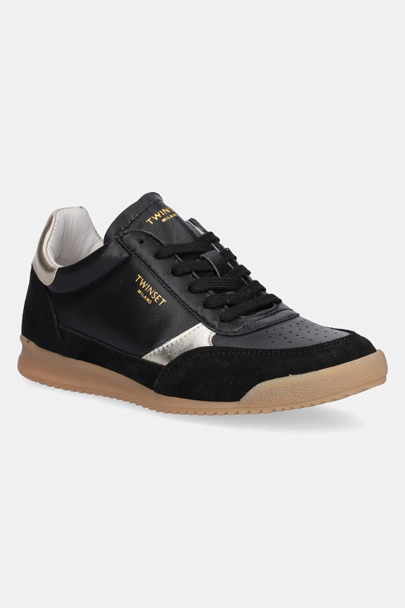 Twinset sneakers in pelle flat nero 252TGT022.00006