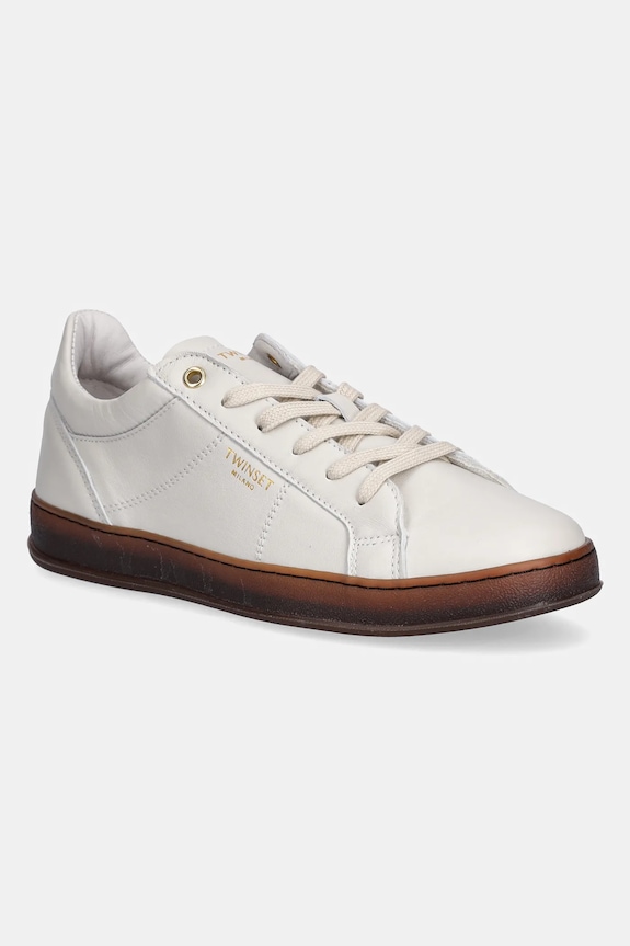 Twinset sneakers in pelle flat beige 252TGT024.12227