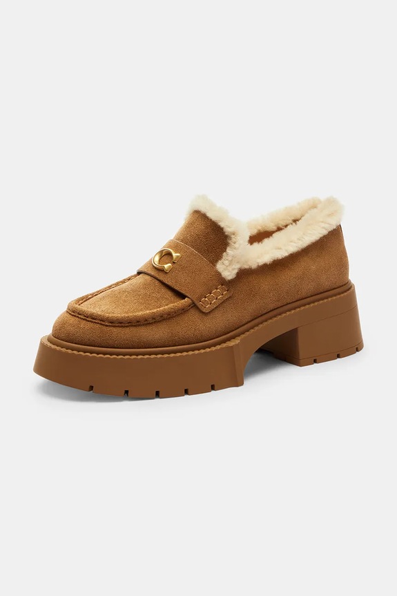 Scarpe Coach mocassini in camoscio Leah Platform CCH84.PP1 marrone