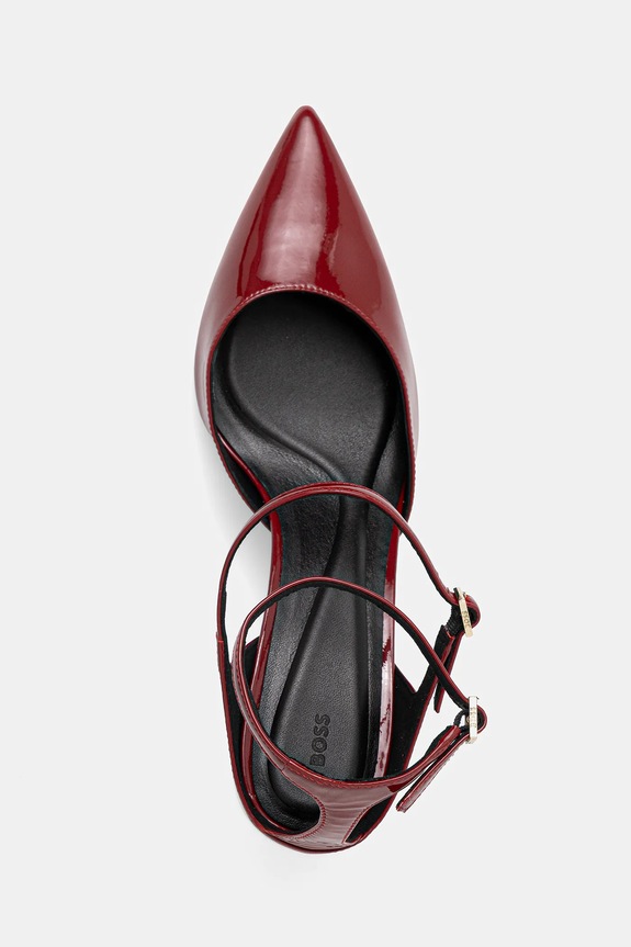 BOSS szpilki skórzane Gracey bordowy 50552770.607