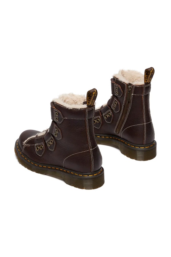 Obuwie Dr. Martens workery skórzane 1460 LTT Fur Lined DM41417200 brązowy