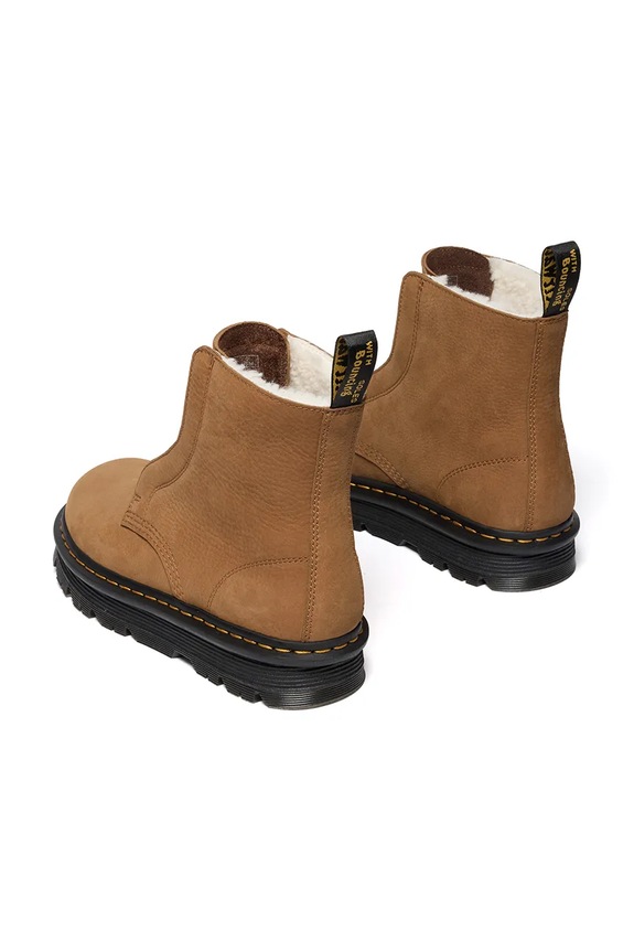 Obuwie Dr. Martens botki nubukowe ZebZag Lace Less Warm Lined DM42019200 brązowy
