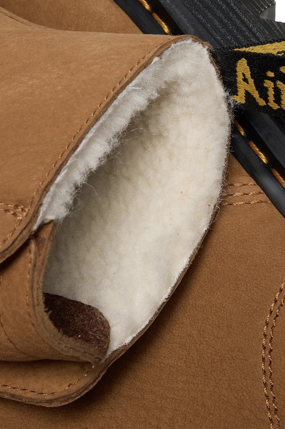 Dr. Martens botki nubukowe ZebZag Lace Less Warm Lined DM42019200 brązowy