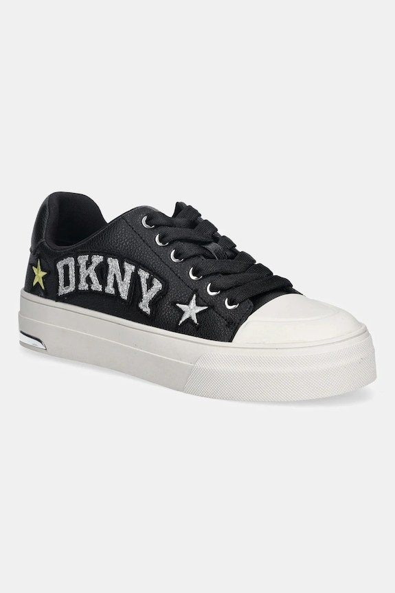 Kožené tenisky Dkny York Star usňová koža čierna K4588454.BLK
