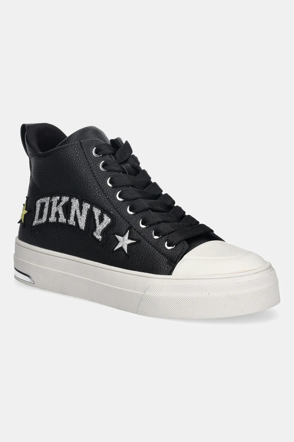 Dkny trampki skórzane Yaser Star syntetyczny czarny K4597935.BLK
