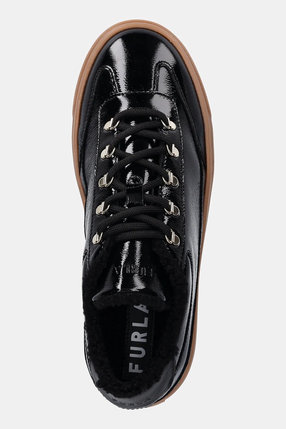 Δερμάτινα sneakers Furla Enjoy Lace-Up Sneaker μαύρο YK31ENJ.BX4211.O6000