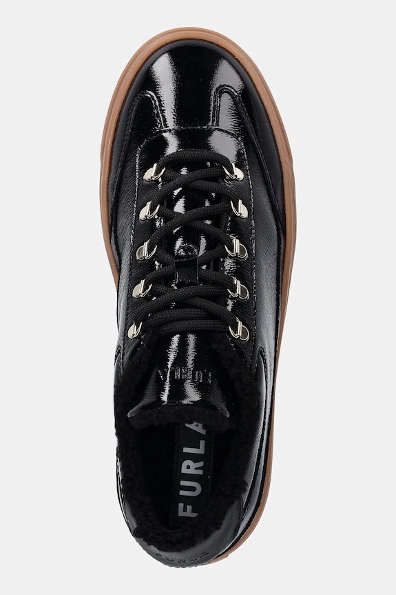 Δερμάτινα sneakers Furla Enjoy Lace-Up Sneaker μαύρο YK31ENJ.BX4211.O6000