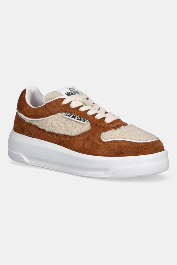 Love Moschino sneakersy tekstylny brązowy JA15295H0NJU210A