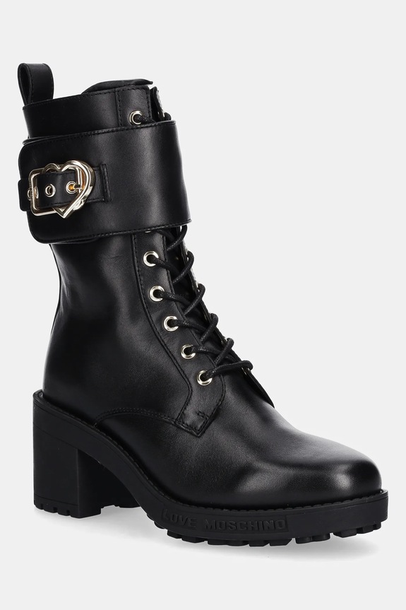Semišové topánky Love Moschino usňová koža čierna JA24287G0NIA0000