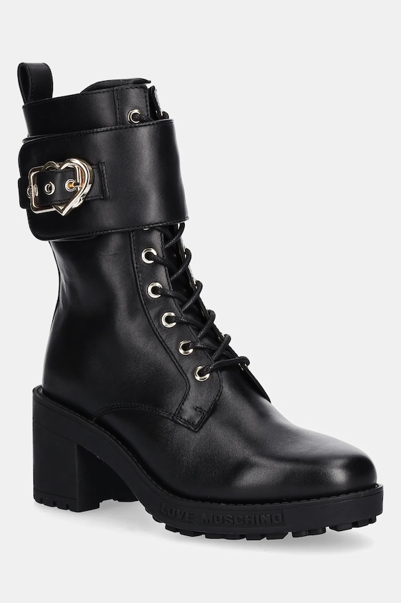 Semišové topánky Love Moschino usňová koža čierna JA24287G0NIA0000