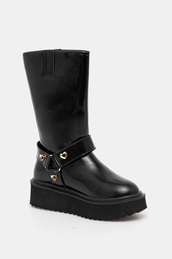 Love Moschino bőr csizma platform fekete JA24476I0NJD0000