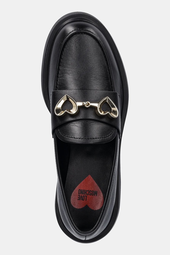 Usnjeni mokasini Love Moschino črna JA10094G0NIA0000